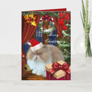 Navidades de tarjetas Gorra de gatos de Navidad