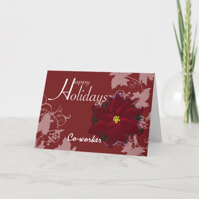 Navidades de tarjetas Happy Holidays Co-Worker Poi (Anverso)