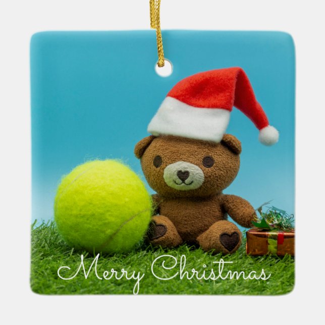 Navidades de tenis con adorno de oso de peluche y  (Anverso)