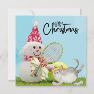 Navidades de tenis con tarjeta de snowman y de ten