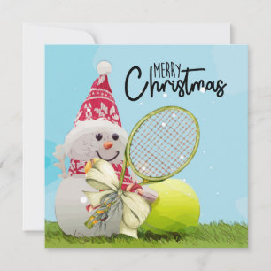Navidades de tenis con tarjeta de snowman y de ten