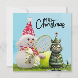 Navidades de tenis con tarjeta de snowman y de ten