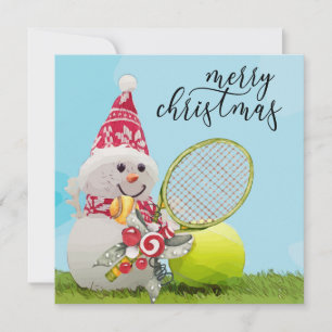Navidades de tenis con tarjeta de snowman y de ten