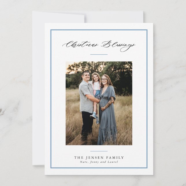 Navidades de tipografía bendicen tarjeta fotográfi (Anverso)