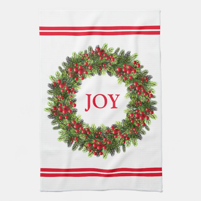 Navidades de toallas de cocina Berry Wreath (Vertical)