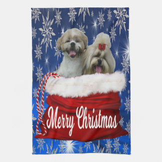 Navidades de toallas de cocina de Shih tzu
