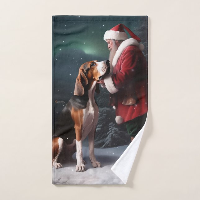Navidades de Treeing Walker Coonhound Santa Claus (Toalla de mano)