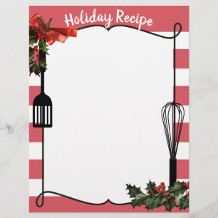 Navidades de utensilios holly membrete de recetas 