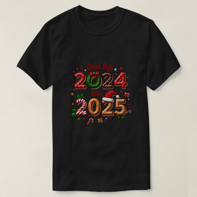 Navidades de vacaciones Adiós camiseta 2024 Hola 2 (Diseño del anverso)