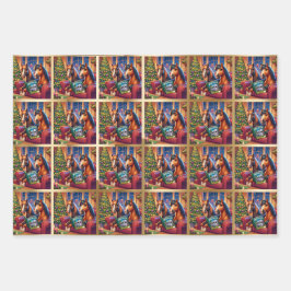 Navidades de vacaciones Caballos envolver hojas de