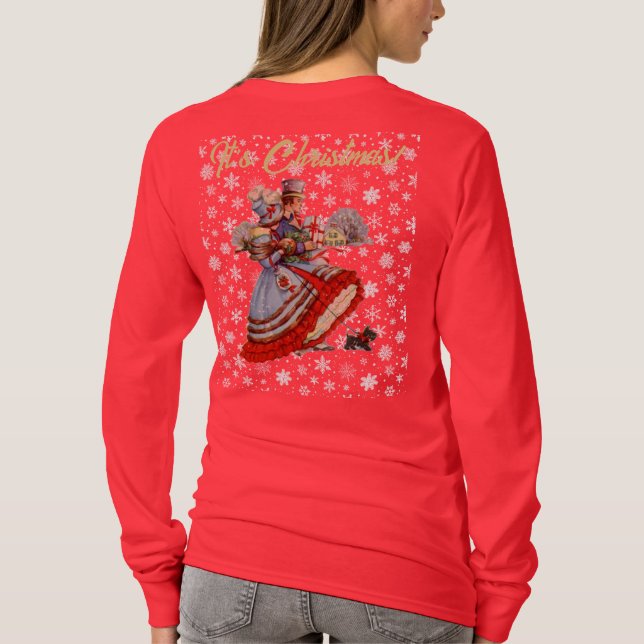 Navidades de vacaciones comprando camiseta femenin (Reverso)