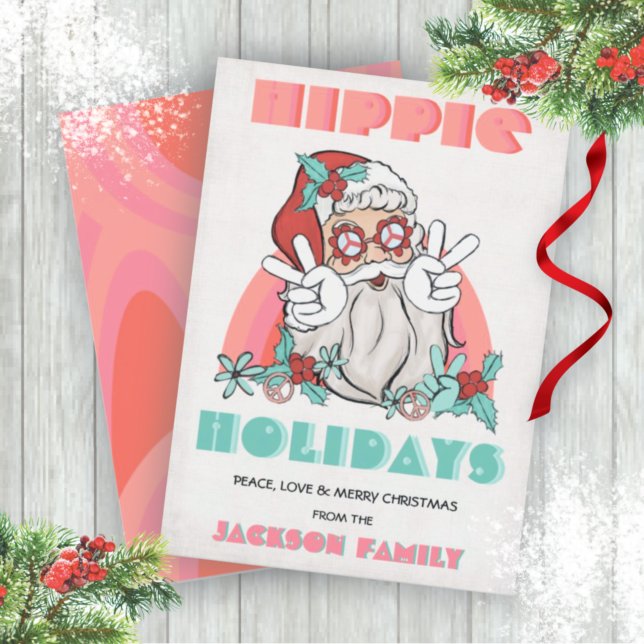 Navidades de vacaciones de Hippie Tarjeta de vacac (Subido por el creador)