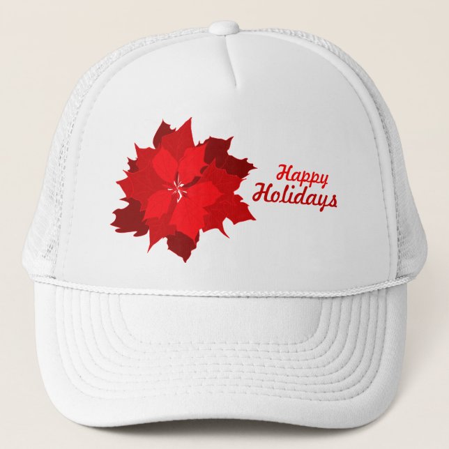 Navidades de vacaciones de Poinsettia gorra rojo y (Anverso)