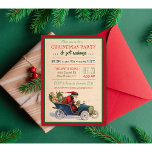 Navidades de vacaciones de Santa Invitación<br><div class="desc">¡Todos aman a Secret Santa! Invite a sus amigos a celebrar las vacaciones con este encantador diseño que incluye una santa vintage en su "coche de escape".</div>