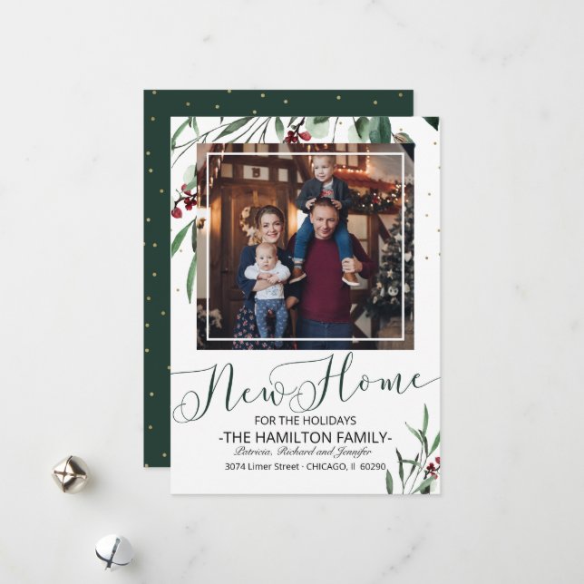 Navidades de vacaciones mudando foto de Invitación (Anverso/Reverso In Situ)