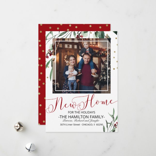 Navidades de vacaciones mudando foto de Invitación (Anverso/Reverso In Situ)