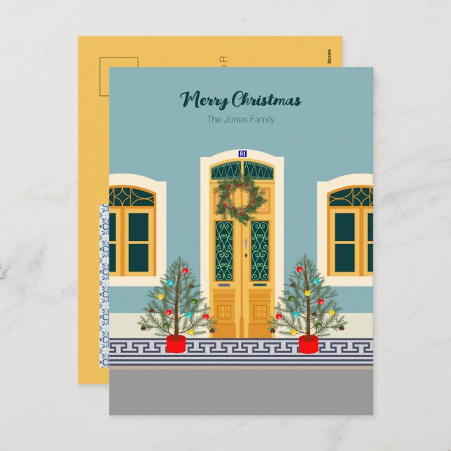 Navidades de vacaciones Tarjeta de la casa festiva (Anverso / Reverso)