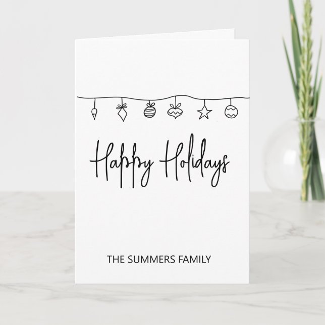 Navidades de vacaciones Tarjeta Doodle Minimalista (Anverso)