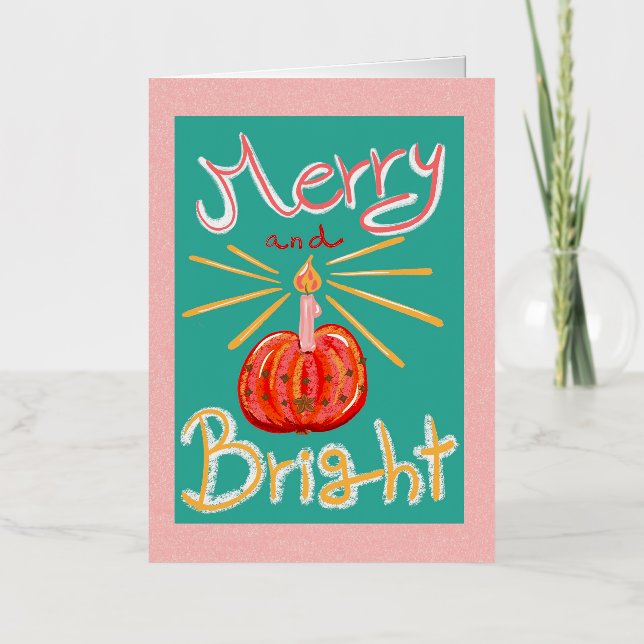 Navidades de velas de Apple con postal brillante y (Anverso)