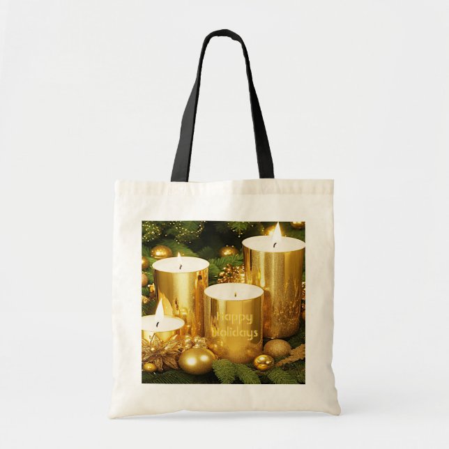 Navidades de Velas Doradas Bolsa de Tote (Frente)