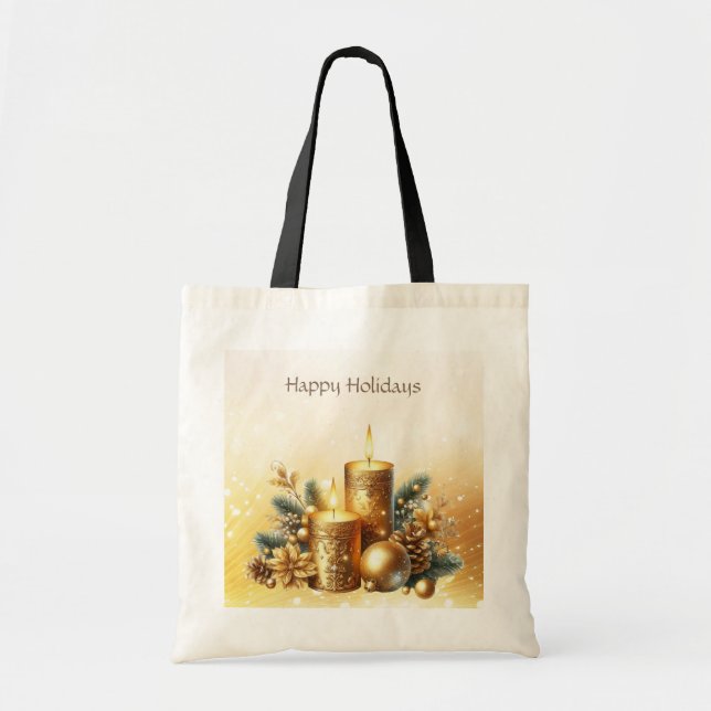 Navidades de Velas Doradas Bolsa de Tote (Frente)