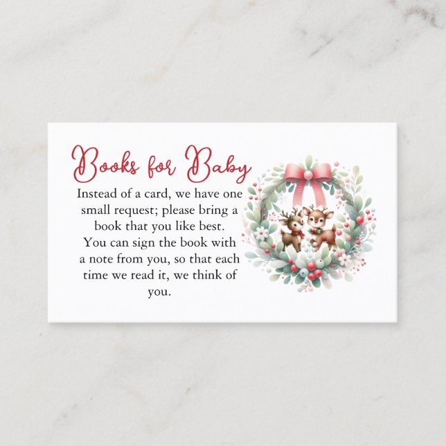 Navidades de venado Baby Shower Books Tarjeta de c (Anverso)