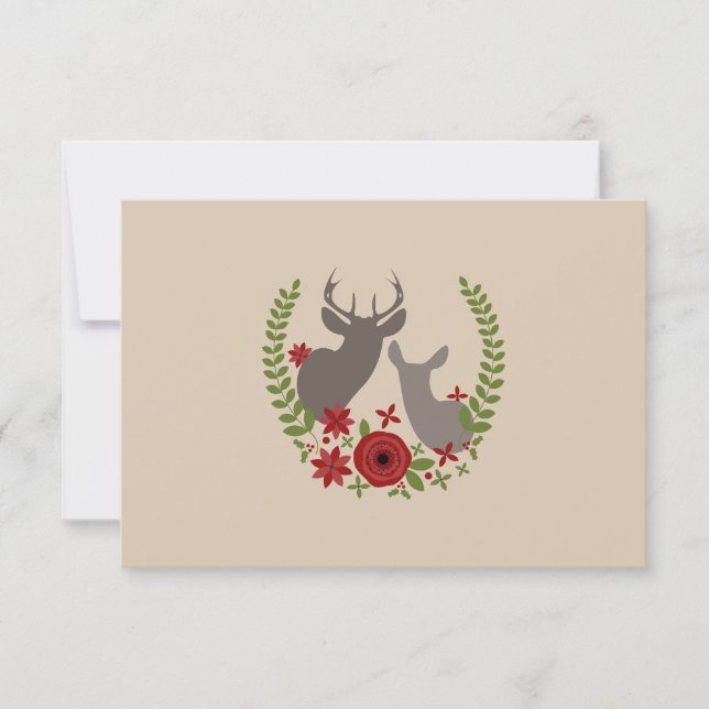 Navidades de venado floral Boda RSVP (Anverso)