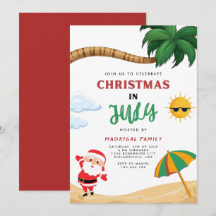 Navidades de verano en la invitación de fiesta de 