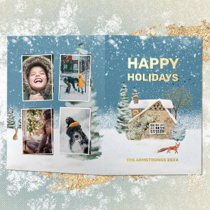 Navidades de Watercolor Fox Farmhouse