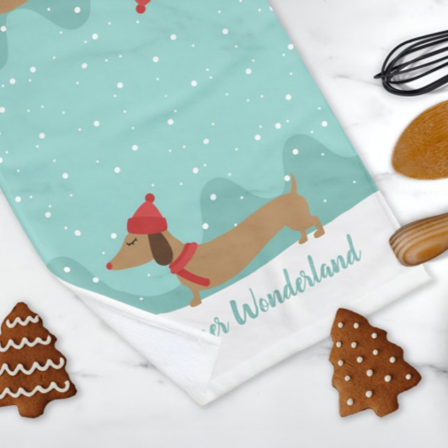 Navidades de Wiener Wonderland Dachshund (Wiener Wonderland Dachshund hand towel)