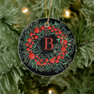 Navidades de Wreath de color de agua Ornamento cer