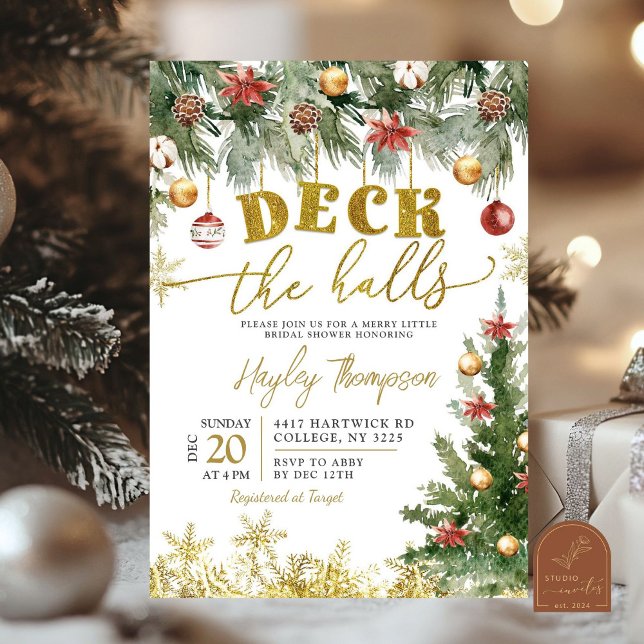Navidades Deck the Halls Bridal Shower Invitación (Subido por el creador)