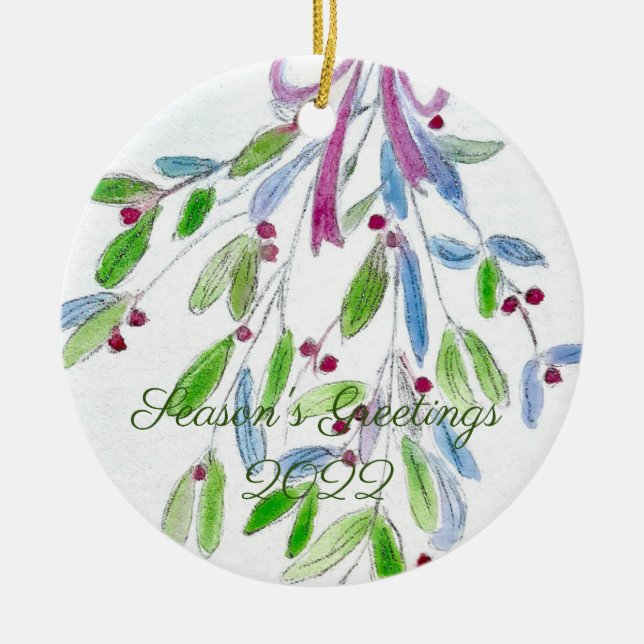 Navidades Decoración de cerámica Mistletoe (Frente)