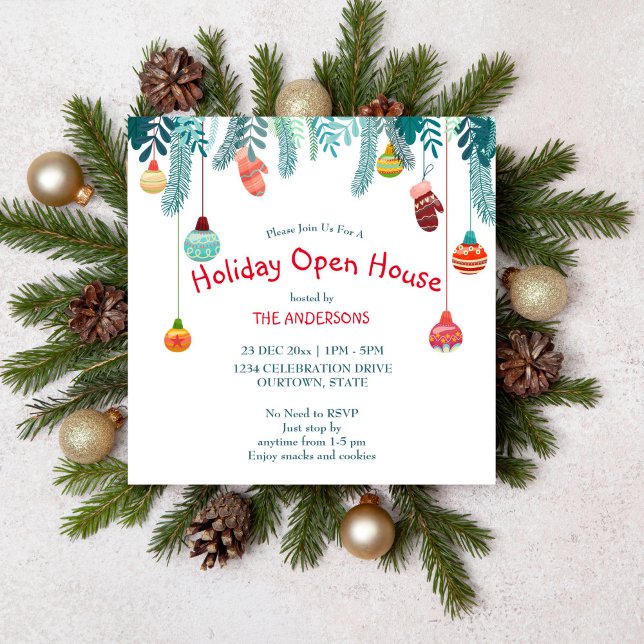 Navidades decoración vacaciones invitación a casa  (Holiday open house Christmas party editable template invitation digital download)
