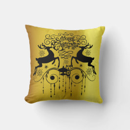 Navidades deers Black Silhouettes Cojín decorativo