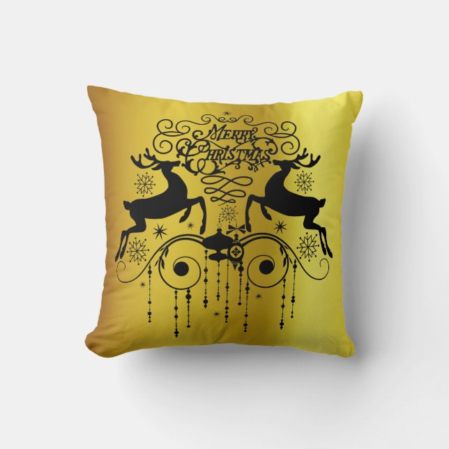 Navidades deers Black Silhouettes Cojín decorativo (Anverso)