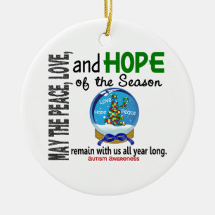 Navidades del autismo 3 ornamentos de glóbulos de