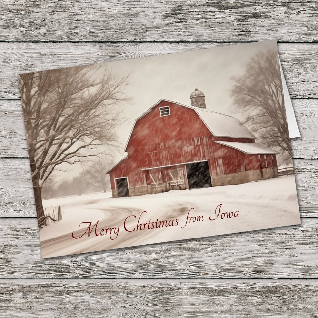 Navidades del Barn Rojo con tarjeta de Iowa (Subido por el creador)