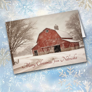 Navidades del Barn Rojo con tarjeta de Nebraska