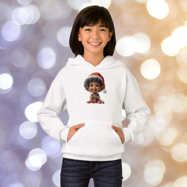 Navidades del bebé ilustres Chica Elf Hoodie (Subido por el creador)