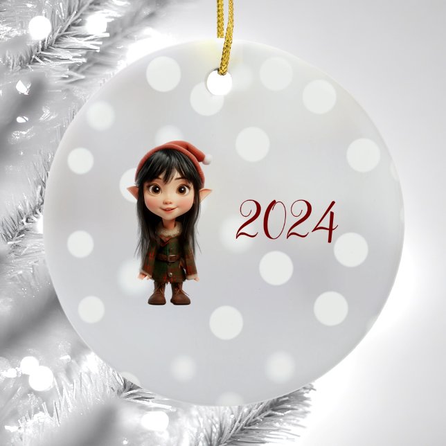 Navidades del Chica Impish Ornamento cerámico Elf (Subido por el creador)