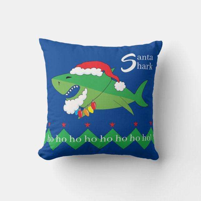 Navidades del Cojín decorativo Santa Shark (Anverso)