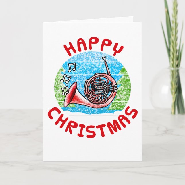 Navidades del Cuerno Francés Tarjeta Músico de Bra (Anverso)