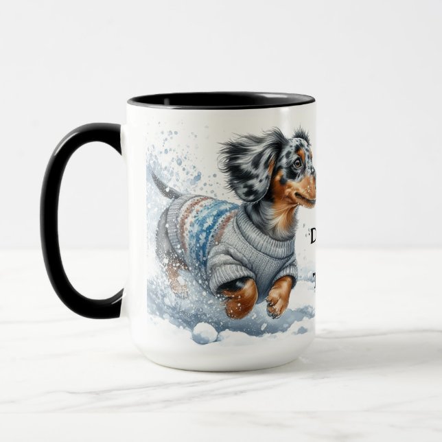 Navidades del Dapple Dachshund en la Copa de tazas (Izquierda)