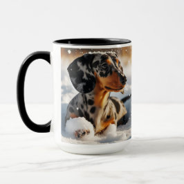 Navidades del Dapple Dachshund en la Copa de tazas