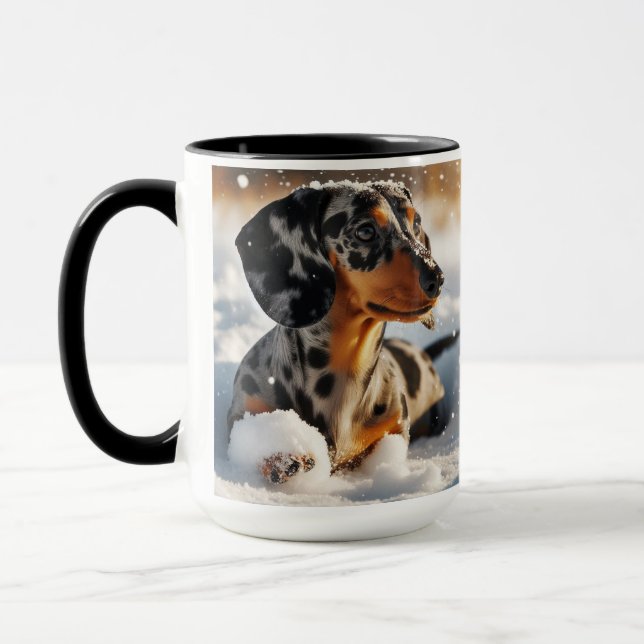 Navidades del Dapple Dachshund en la Copa de tazas (Izquierda)