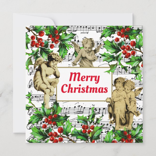 Navidades del Festividad Angel Cherubs Holly (Anverso)