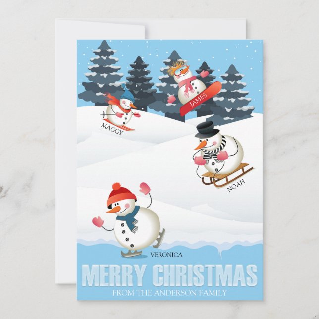 Navidades del Ilustracion Wintersport Snowmen (Anverso)