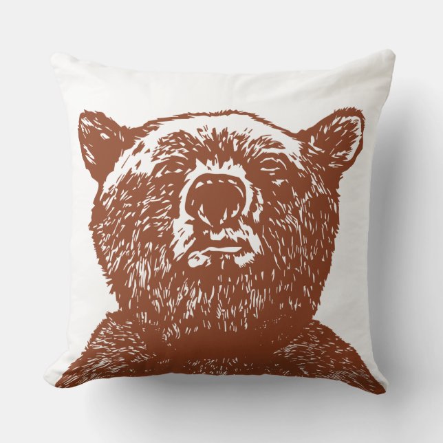 NAVIDADES DEL OSO GRIZZLY Cojín decorativo marrón  (Anverso)