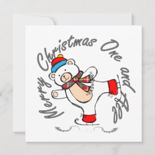 Navidades del oso polar de patinaje sobre hielo